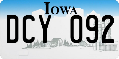 IA license plate DCY092
