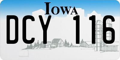 IA license plate DCY116