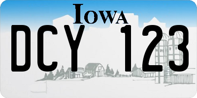 IA license plate DCY123