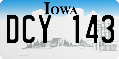 IA license plate DCY143