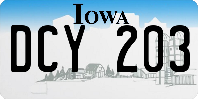 IA license plate DCY203