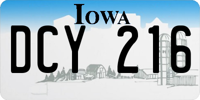 IA license plate DCY216