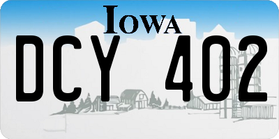IA license plate DCY402