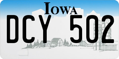 IA license plate DCY502