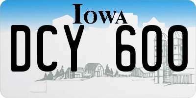 IA license plate DCY600