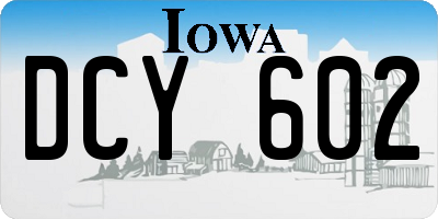 IA license plate DCY602