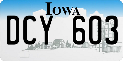 IA license plate DCY603