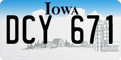 IA license plate DCY671