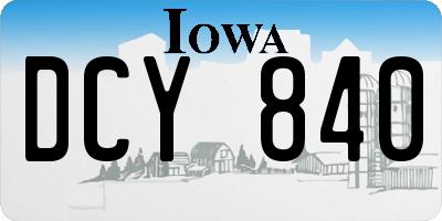 IA license plate DCY840