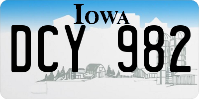 IA license plate DCY982