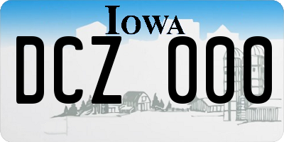 IA license plate DCZ000