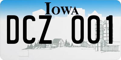 IA license plate DCZ001