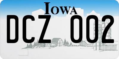 IA license plate DCZ002