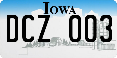 IA license plate DCZ003