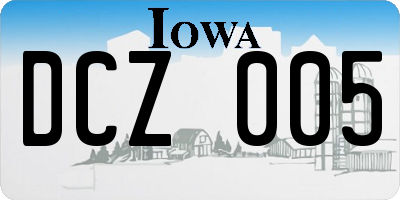 IA license plate DCZ005