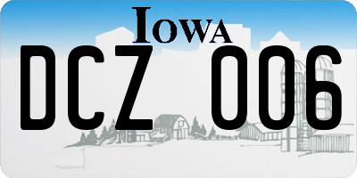 IA license plate DCZ006