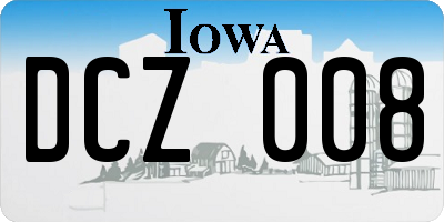IA license plate DCZ008