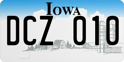 IA license plate DCZ010