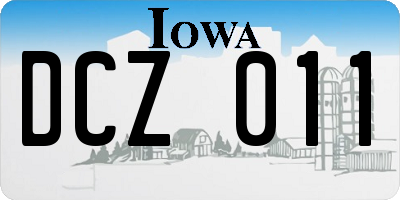 IA license plate DCZ011