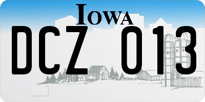IA license plate DCZ013