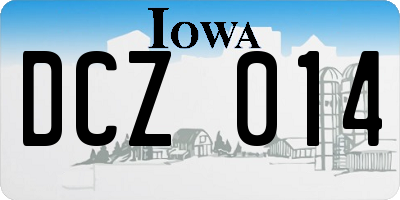 IA license plate DCZ014