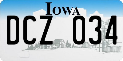 IA license plate DCZ034