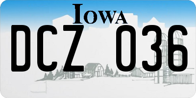 IA license plate DCZ036