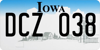 IA license plate DCZ038