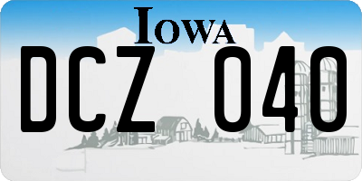 IA license plate DCZ040