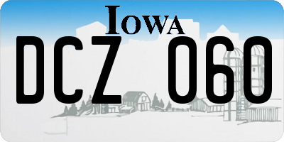 IA license plate DCZ060