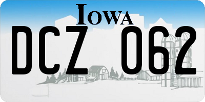 IA license plate DCZ062