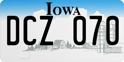 IA license plate DCZ070