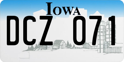 IA license plate DCZ071