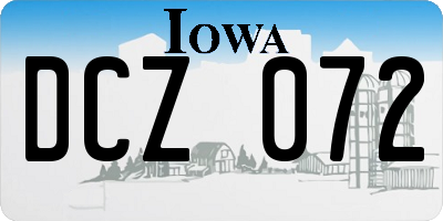 IA license plate DCZ072