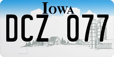 IA license plate DCZ077