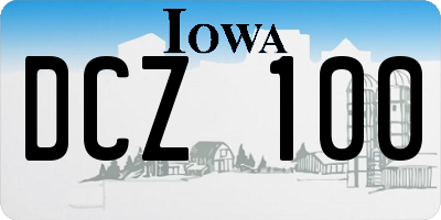 IA license plate DCZ100