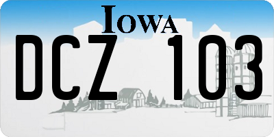 IA license plate DCZ103