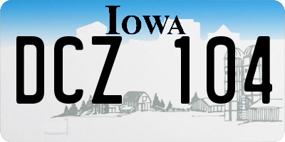 IA license plate DCZ104