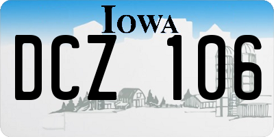 IA license plate DCZ106