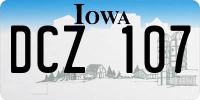 IA license plate DCZ107
