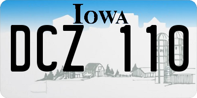 IA license plate DCZ110
