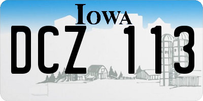 IA license plate DCZ113