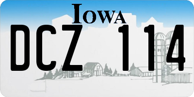 IA license plate DCZ114