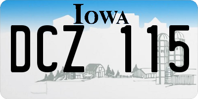 IA license plate DCZ115
