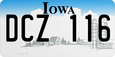 IA license plate DCZ116