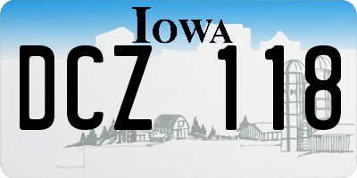 IA license plate DCZ118