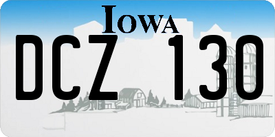 IA license plate DCZ130