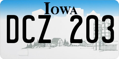 IA license plate DCZ203