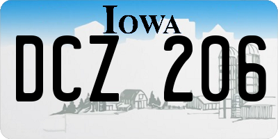 IA license plate DCZ206