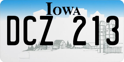 IA license plate DCZ213
